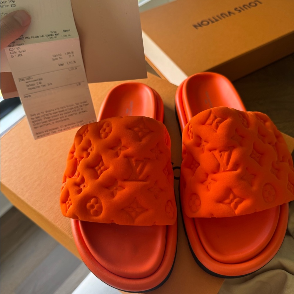 Louis Vuitton Orange Pool Pillow Flat Comfort Mule